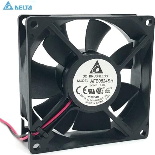 Brand New for delta cooling fan 80mm AFB0824SH 80*80*25mm DC 24V 0.33A 4000RPM 46.62CFM 2-Pin cooler