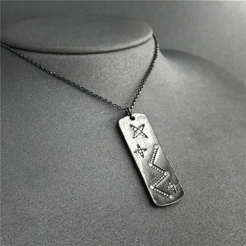 S925 sterling silver necklace November new black square constellation necklace couple fashion banquet bohemian style