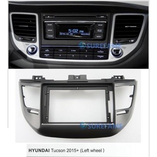 9 inch Car Radio Fascia for HYUNDAI Tucson 2015-2018 (Left Wheel,Black) Panel Dash Kit Install Adapter Bezel Console Plate Facia