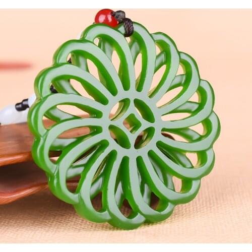 Natural Xinjiang Color Jade Hand carving Hollow out Pendant Jewelry Fine Jewelry Lucky Auspicious Safety Charms Jade Pendant
