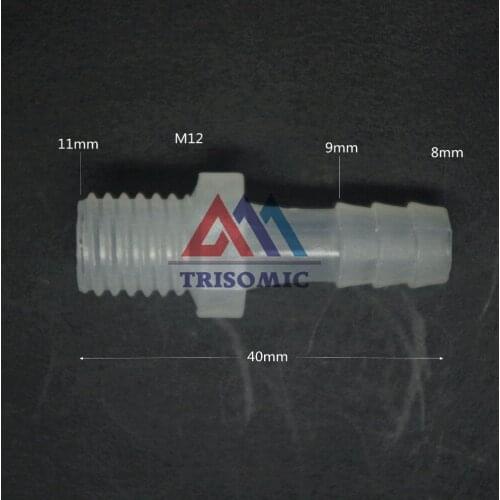8mm-M12 Straight Connector Plastic pipe Fitting Barbed Connector with thread Material PP Fish Tank Airline Aquarium