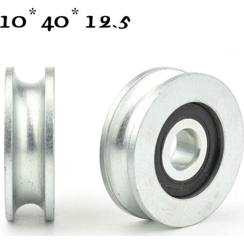 4PcS 10*40*12.5mm Grooved bearing pulley U groove rolling wheel 8mm wire rope over line lifting wheel 4cm guide wheel