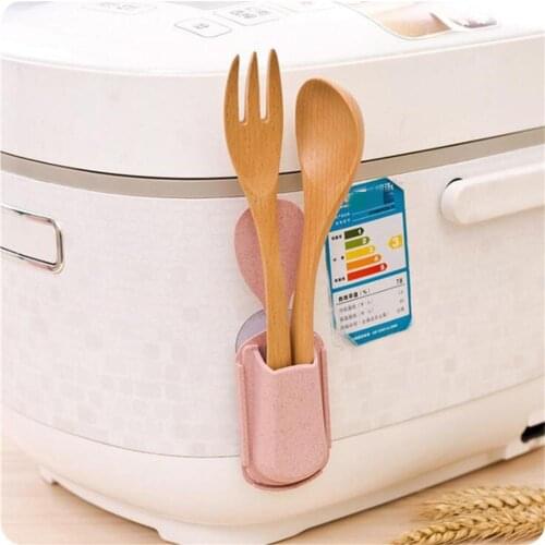 Self-adhesive Rice Cooker Spoon Storage Rack Kitchen Storage Rack Household Rice Spoon Rack Spoon Shelf Holder Kitchen Tools