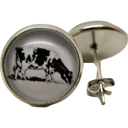 Holstein Cow Stud Post Earrings Animal Lover Gift Cow Girl Jewelry Drop Shipping