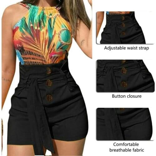 L/P bergre Damen Sommer Bermuda Shorts Freizeit Kurz Hose Hohe Taille Hotpant