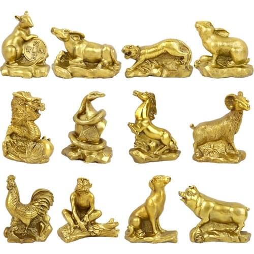 Feng shui Copper Brass Chinese Zodiac Animal Natal Year Lucky Wealth horse Statue Home Decoration Vintage Furnishing Articles