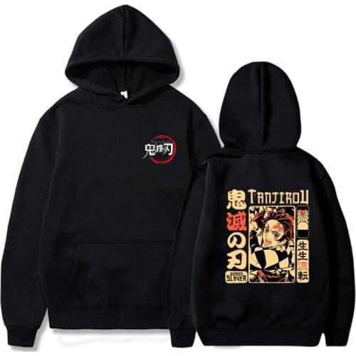 Demon Slayer Anime Tanjiro and Nezuko Hoodies Sweatshirt Women Korean Kpop Street Style girl Streetwear Womens Sweatshirt