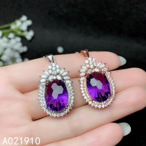 KJJEAXCMY boutique jewelry 925 sterling silver inlaid Amethyst necklace Womens pendant classic