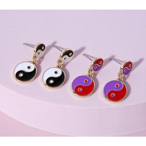 Y2K Jewelry Xia Yin Yang Earrings For Women Metal Vintage Fashion Punk Gothic Earring Charms 90s Aesthetic Gifts Wholesale New