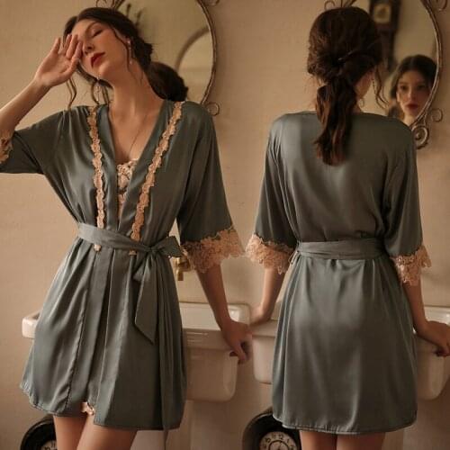 Womens pajamas Sexy underwear passion light luxury nightdress robe suit pajamas home clothes Robe womens sets bathrobe