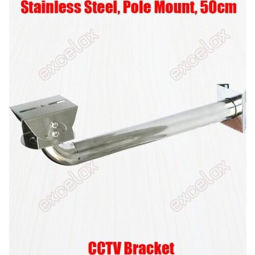 10PCS/Lot L Shape 50cm Length Stainless Steel Hose Clamp Pole Mount Surveillance CCTV Camera Security Housing Bracket Support