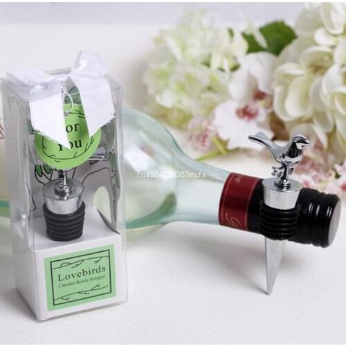 150pcs love birds red wine bottle stopper in gift box wine saver bar whiskey wine kit wine stoppers wedding favors gifts