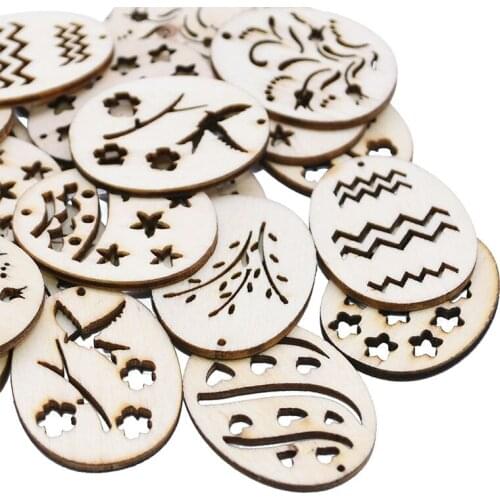 25pcs/lot Easter Eggs Shape Hollow Wood Chips Kid Birthday Easter Party Home Table Decoratio Supplies DIY Wooden Confetti Crafts