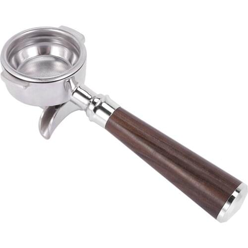 Bottomless Portafilter 58mm Two Mouths 304 Stainless Steel Wooden Handle Espresso Maker Accessory