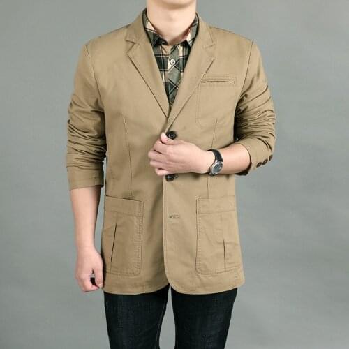 Blazer Jacket Men Cotton Washed Suit Coats Casual Slim Fit Luxury Business Blazers Jaqueta Masculina Military Bomber Jackets Men