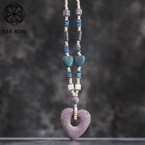 Bohemian Jewelry Necklace for Women With Hollow Heart Pendants Long Female Suspension Chokers Decoration Christmas Accessories