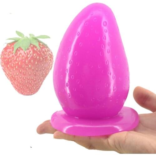 Big Anal Plug Strawberry Butt Plug Anus Massage Partical Huge 3" Thick Anal Stuffed Stopper Sex Toy for Female Male Couple Adult