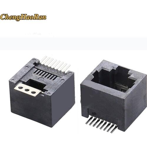 ChengHaoRan 2pcs RJ45 network female socket Network port connector Vertical SMT-52E-8P8C Temperature resistance