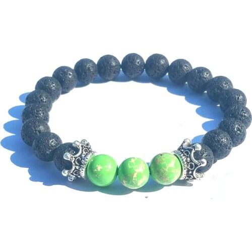 Tree Imperial Chakras Bracelet Queens Crown 8mm Black Lava Stone Beads DIY Aromatherapy Essential Oil Diffuser Bracelet Jewelry