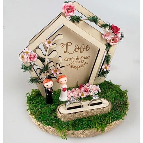Personalized wooden flower Box Ring Bearer Pillow Rustic Wedding Ring Holder Box Proposal Engagement Gift