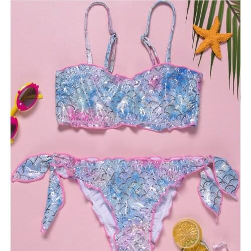 2021 New Childrens Swimsuit Girl Swimsuit Split Mermaid Swimsuit Girls Bikini Two Piece For 5-12years Girls Swimwear TB023