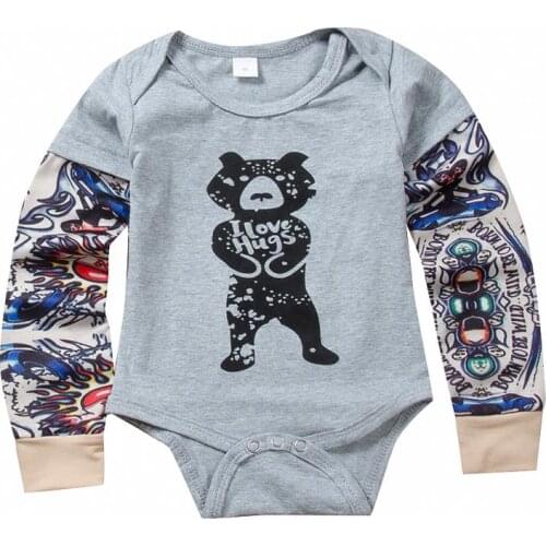 Kid Baby Boy Clothes Grey Long Sleeve Bodysuit Bebe Children Jumpsuit Cloth Outfit