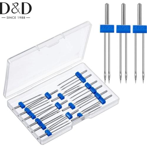 12Pcs Sewing Machine Needles Double Twin Needles Pins Stretch Needles with Plastic Box for Household Sewing Machine