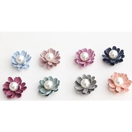 3cm Pearl Flowers Artificial Flowers for Headbands DIY Flower Hair Accessories No Hair Clip Hair Bows