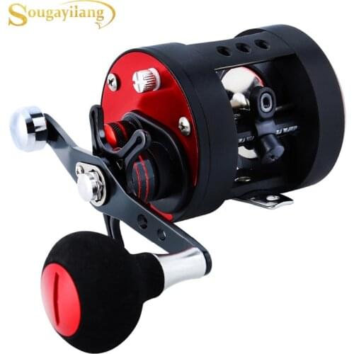 Sougayilang Trolling Fishing Coil Round Baitcasting Reel Large Line Capacity 10+1 BBS Drum Reels Fishing Coils Right/Left Handle