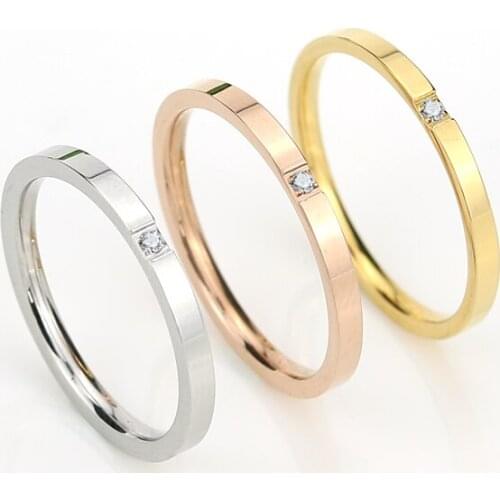Innopes romantic Cubic Zirconia Rings for Woman Man Wedding Jewelry Rose Gold Steel Colors Stainless Steel Gift