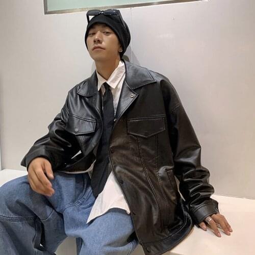 2021 Mens Black Color Russian Leather Coats Fashion Streetwear Baseball Pu Leather Motorcycle Jackets Lovers Clothes Outerwear