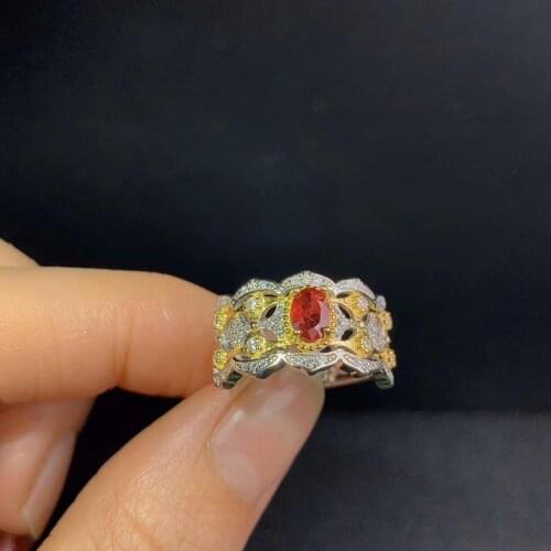 Man silver ring red ruby ring 925 sterling silver natural gem gold plated luxury character boy hundred birthday gift 925 silver