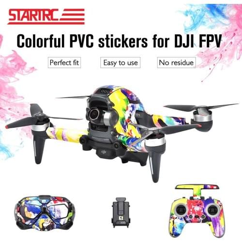 STARTRC DJI FPV Sticker Colorful PVC Skin Waterproof for DJI FPV Drone Goggles V2 Remote Controller Stickers Set Accessories