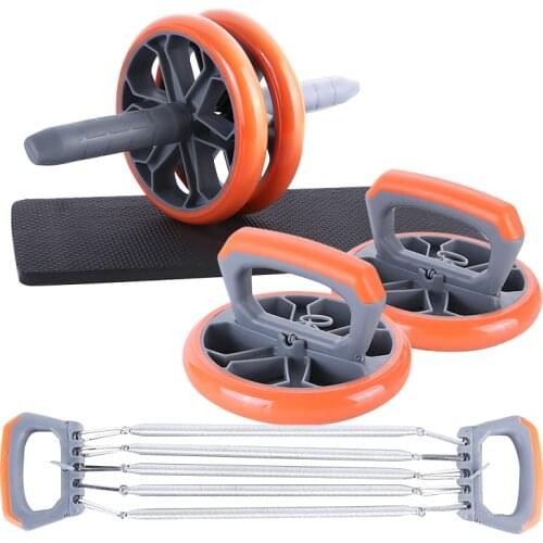 2019 New 3-in-1 AB Roller Wheel Kit Push-up Bracket Wall Pulley Multi-functional Training Combination Home Gym Fitness Equipment