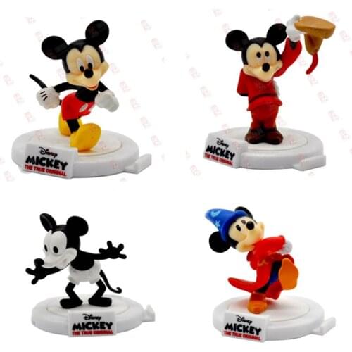 Genuine Mickey Figurines 90 Years Limited Cartoon Mickey Model Capsule Toys Collections Mini Animal Action Figure Toys with Base