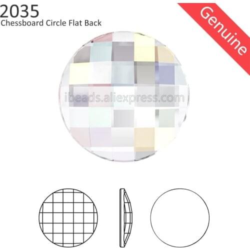 Original Crystals from Swarovski 2035 chessboard circle flat back no hotfix rhinestone for nail art decorate clothing
