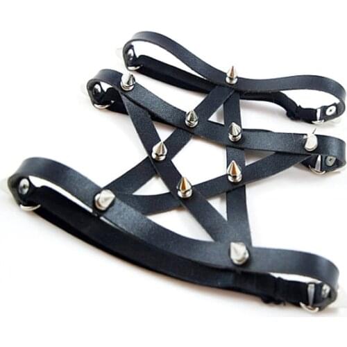 1PC Sexy Style PU Leather Garter Belt for Women Punk Fashion Leg Bondage Garters Rivet Leg Ring Star-shaped Garter Belt Jewelry