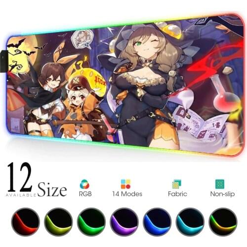 Genshin Impact Slipmat Led Mouse Pads Anime Mat Carpet Mouse Xxl Mouse Pad Gaming Mouse with Backlight Pc Gamer Accessories Rgb