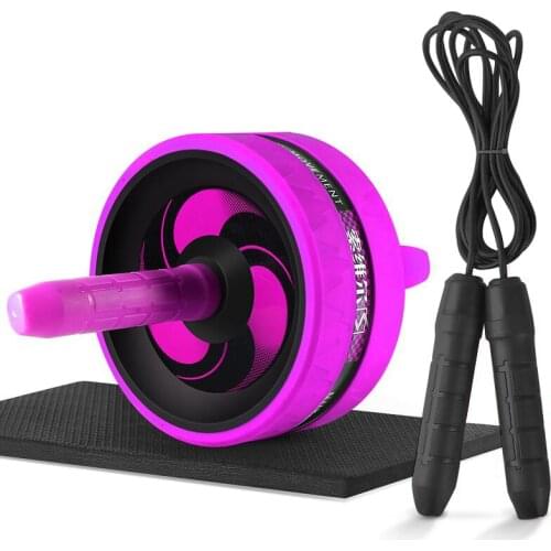 Wheel Roller with Mat No Noise 2 in 1 Ab Roller&Jump Rope Muscle Workout Abdominal Fitness Exercise Equipment Ab Roller