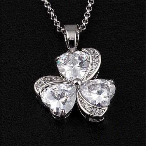 RONGQING 1pcs/lot Multicolor Lucky Clover Necklace for Women Anti-allergy Zircon Choker Necklace Sister Gifts