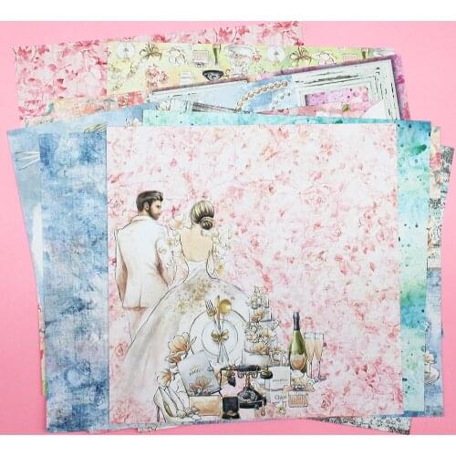 Pink Couple Photo Frame Like Single-sided Pattern Flower Series Kraft Paper Background DIY Scrapbook Flower Paper Crafts