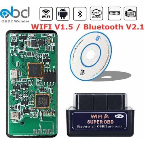 ELM327 OBD2 Scanner ELM327 Bluetooth V2.1 / Wifi V1.5 obd 2 Auto Car Diagnostic Tool Work on iOS Android Windows Single Board