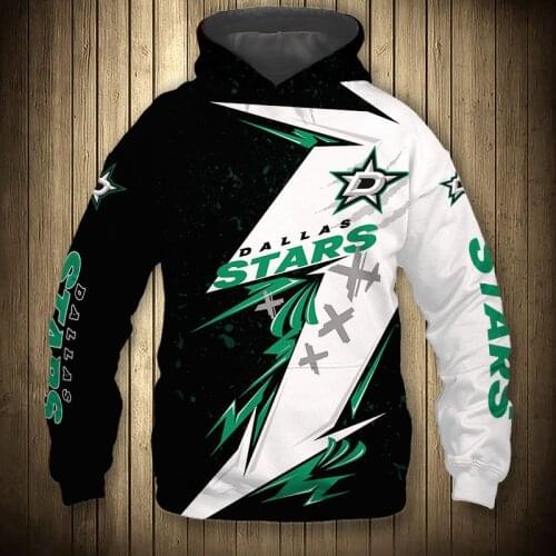 Green Flowers White Letters Stars Print Sweatshirt Dallas mens Casual Stars Hoodie