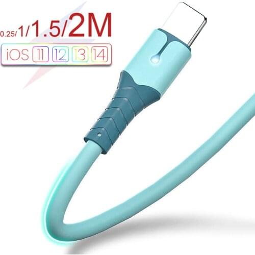 USB Data Cable For iPhone 12 Mini 12 Pro Max X XR 11 XS 8 7 6s Liquid Silicone Charging Cable USB Data Cable Phone Charger Cable