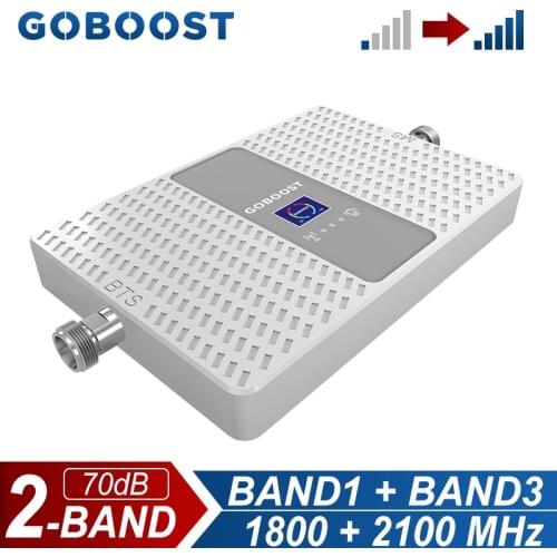 GOBOOST Signal Booster 3g 4g Network Amplifier LTE 1800 2100 MHz Cell Phone Dual Band Repeater Band 1 Band 3