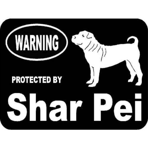 14.4cm*10.9cm Car Styling Protected By Shar Pei Personality Vinyl Car Stickers C5-1943
