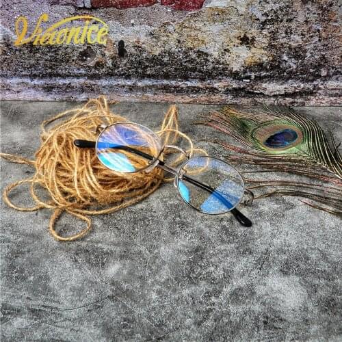 Viewnice New Vintage Glasses Frame Optical Women Round Oculos De Grau Lady Eyeglasses Men Metal leg Plate Blue Light Blocking