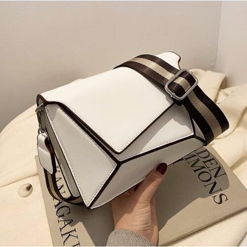 Splicing Square Crossbody bag 2021 New Quality Matte Leather Womens Designer Handbag Wide Shoulder Strap Shoulder Messenger Bag