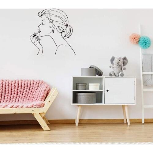 Makeup Woman Wall Sticker For Beauty Salon Girl Bedroom Wall Decals Decorative Stickers Vinyl Wall Mural Revocable ph845