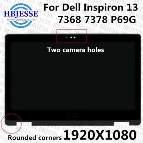 13.3'' Full LCD Display Panel Touch Glass Digitizer Screen Assembly+Bezel For Dell Inspiron 13 7368 7378 IPS FHD 1920X1080